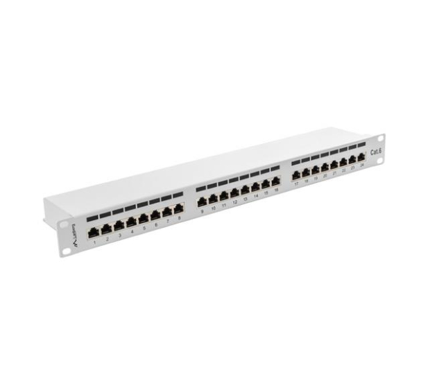 LANBERG Patch Panel 24 Port 1U Kat.6 szary ekranowany PPS6-1024-S - 457382 - zdjęcie 2